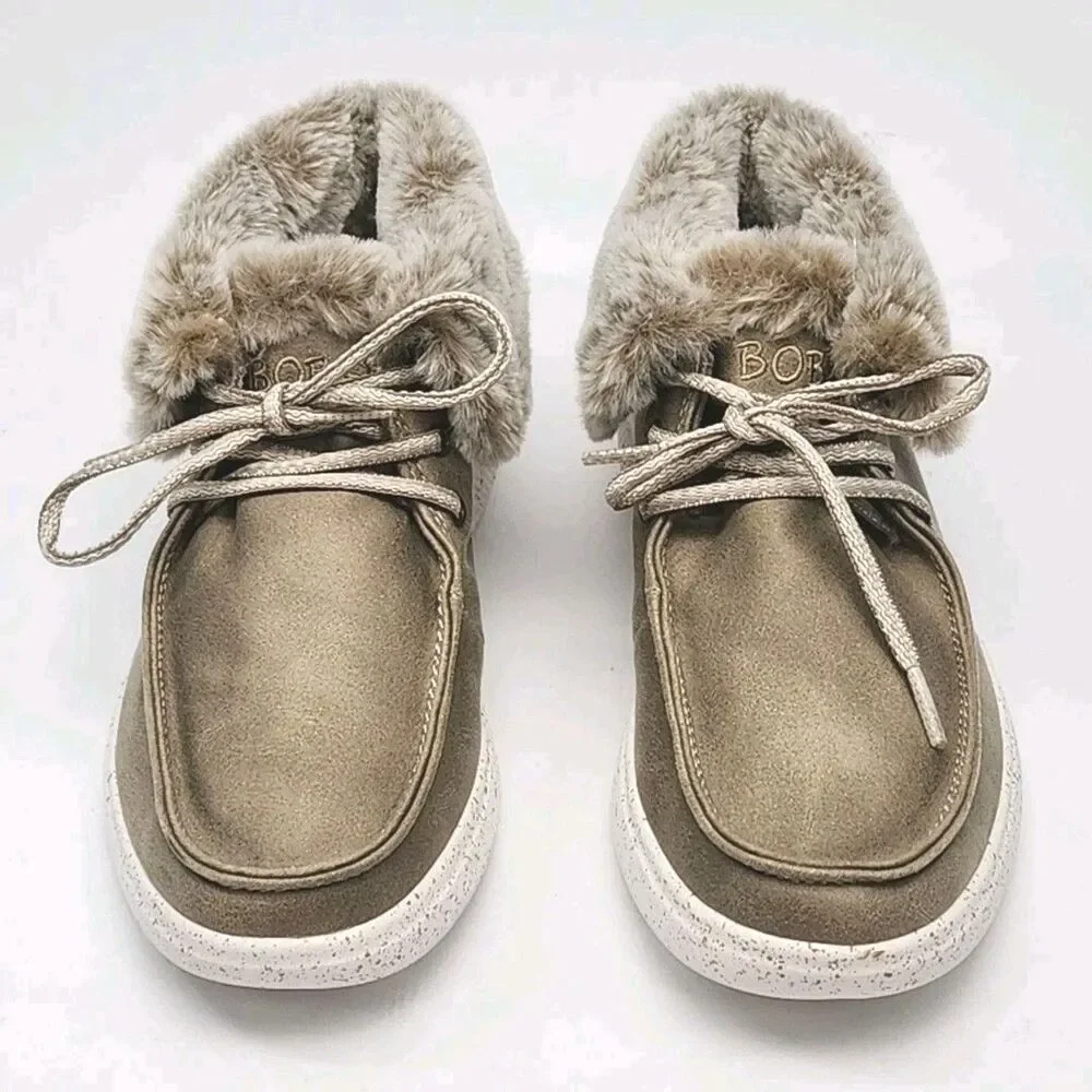Bobs Shoe Skipper Hang Glider Boot Wide Fit Women Sz 7 Taupe Foam Fur 113443W